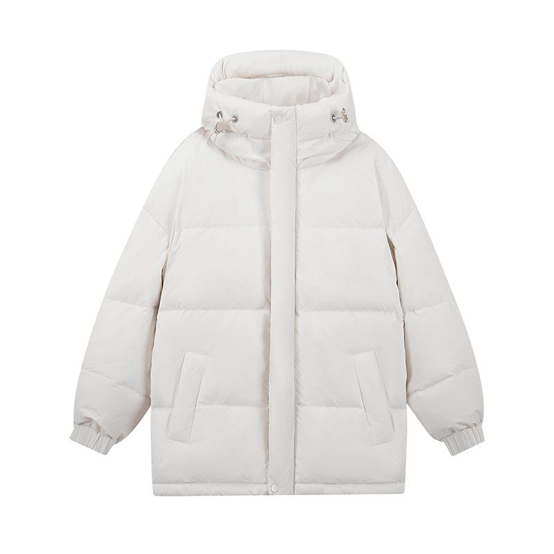 

90% white duck down jacket men s and women s winter hooded loose solid color couple s cold jacket men s S
