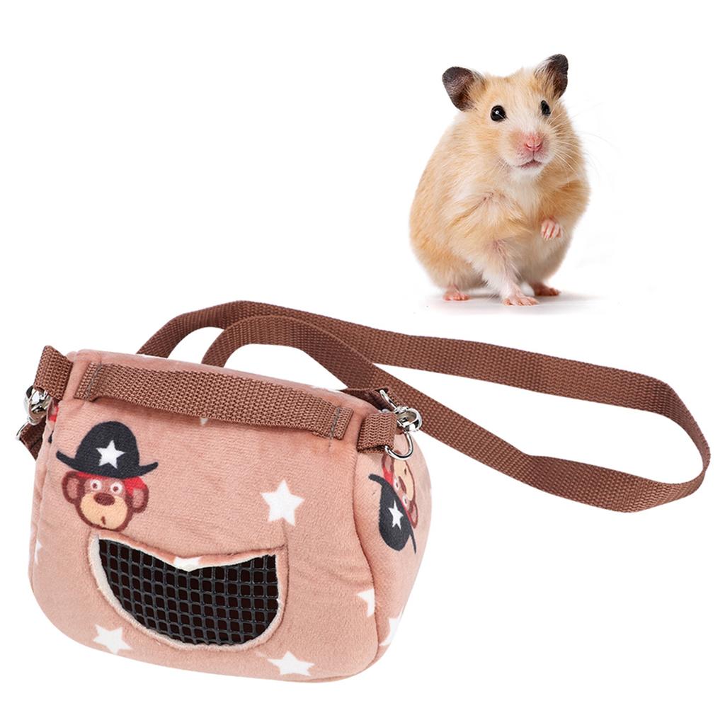 Coffee Flannelette Portable Breathable Pet Hamster Carrier Outgoing Bag for Small Pets Guinea Pig Squirrel Chinchilla