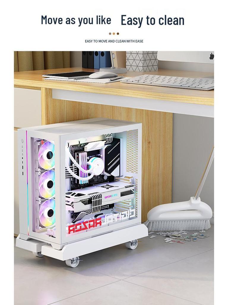 Adjustable Desktop PC Stand with Wheels and Cooling