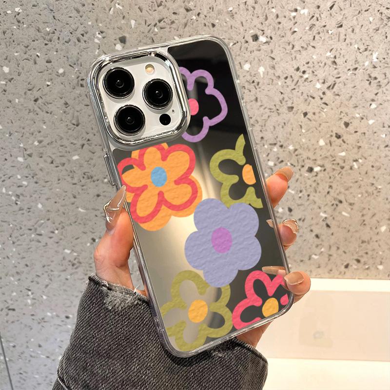 Rose Flower Phone Case For iPhone 16 Pro Case Funda iPhone 13 11 12 14 15 Pro Max Plus XR X XS Shockproof Make Up Mirror Cover