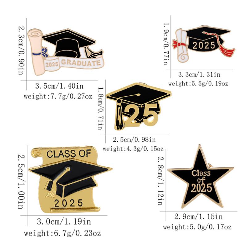 10PCS 2025 New School Graduation Season Enamel Brooches Creative Flower Bachelor's Hat Lapel Pin Badge Students Friends Gifts