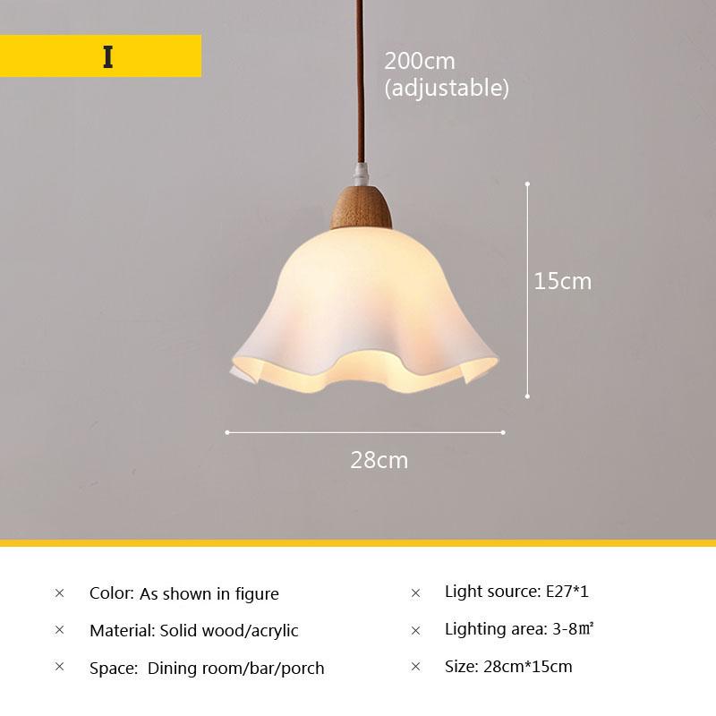 Nordic glass pendant lamp Japanese log wind cafe restaurant three small chandelier bedroom bedside bar dining table lamps