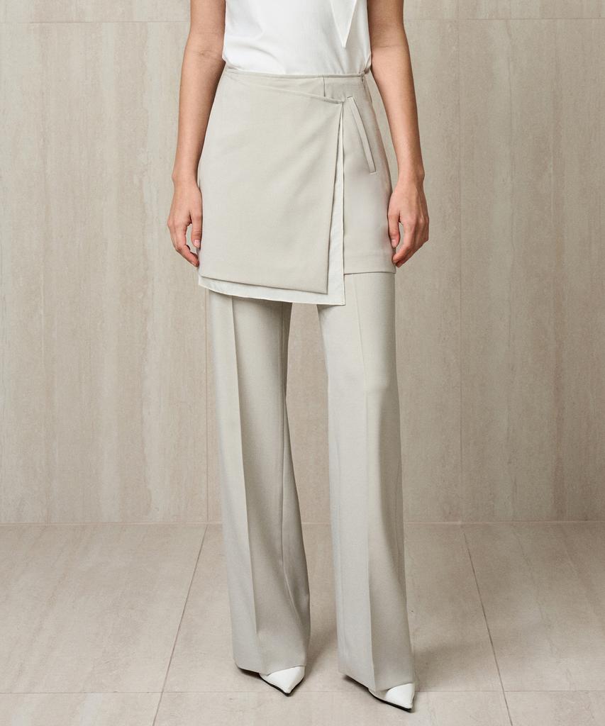 RE RHEE Tailored Skirted Trousers Basil Cream