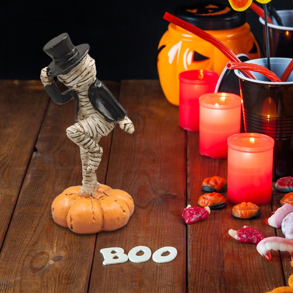 Collectible Figurine Dancing on Pumpkin Desktop Ornament Halloween Decoration for Bookshelf