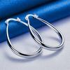 1 Pair 925 Sterling Silver 40mm Simple U Shape Earrings Women Wedding Fashion Gift Accessories Jewelry