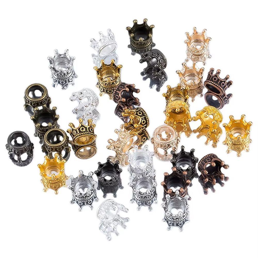 8pcs Mini Crown Spacer Beads, Multicolored Vintage DIY Jewelry Making Accessories, Doll House Miniature Crafts Decor YMY
