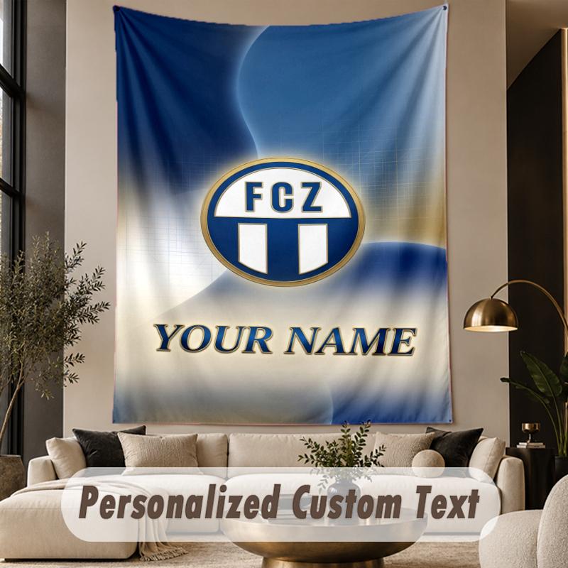 Benutzerdefinierter Text Wandteppich FC Zürich Druck Wandteppich Innen Wohnzimmer Wanddekoration