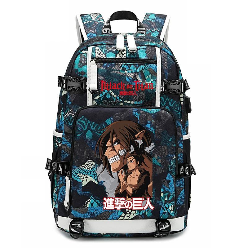 Attack on Titan Print School Backpack Large Capacity Travel Bookbag for Kids Boys Girls