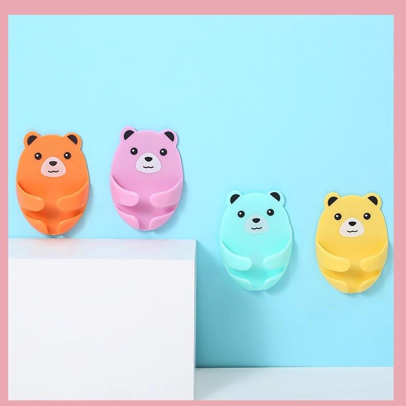 Cartoon Bear Power Socket Hook - No Punching Required, Cute Bear Plug Storage for Home and Kitchen