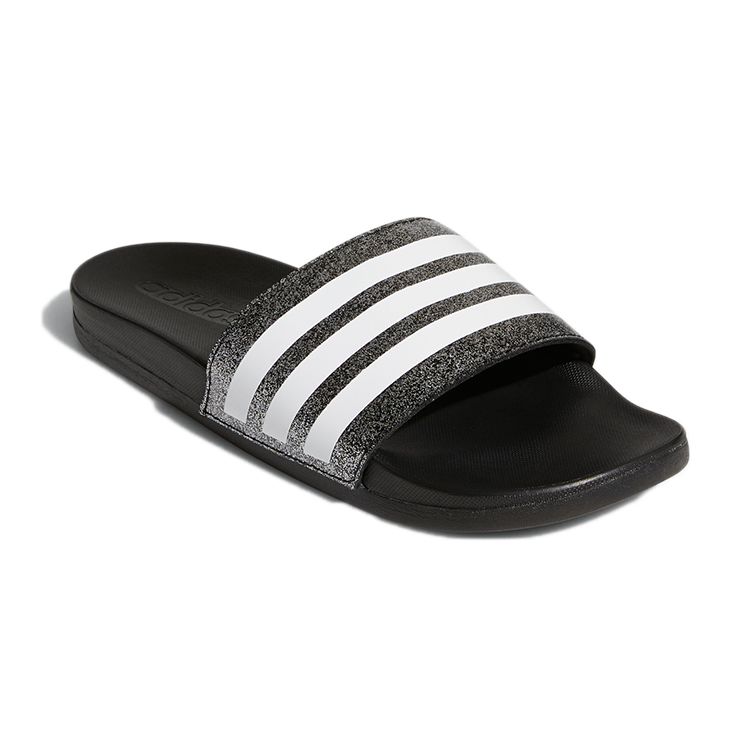 Adidas Adilette Comfort Slide J Black Glitter Kids Sneakers Core-Black Cloud-White FY8836