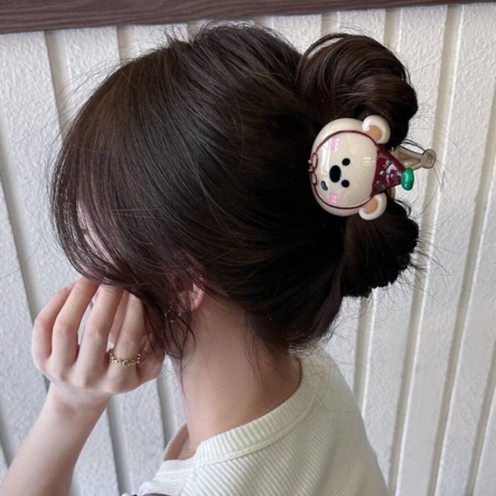 Hairpin Cartoon Hair Claw Acrylic Plastic Grab Clip Cute Bear Hair Clip  Vacation