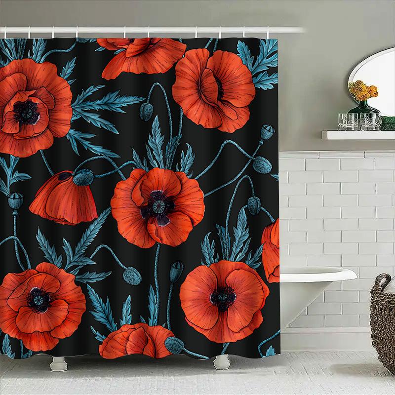 Popular Peony Bathroom Decoration Curtain Art Print Home Decor Showershower Liner Organizer