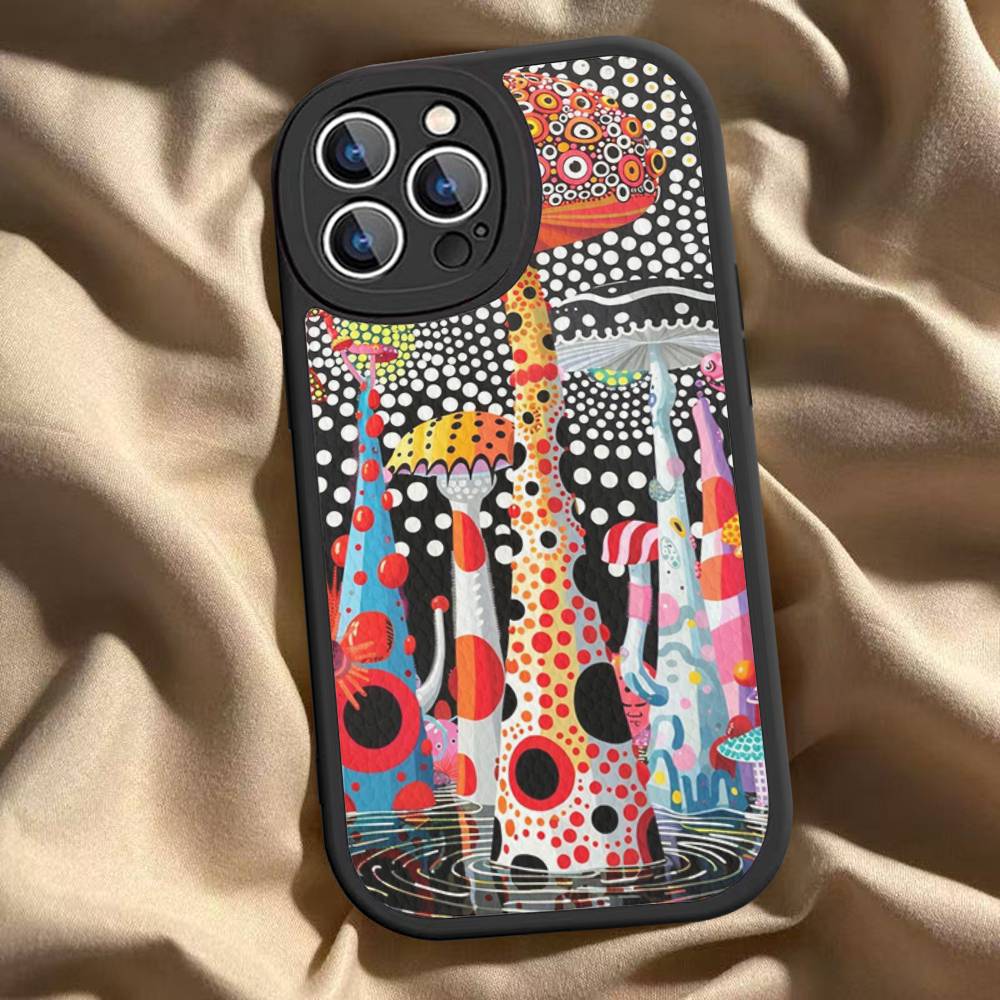 Art Y-Yayoi KusamaS Phone Case For IPhone 16 15 14 11 12 13 Pro Max Plus Back Leather Shell
