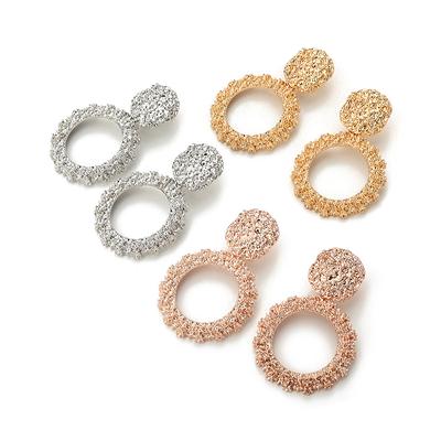 Round Vintage Earrings Women Gold Color Big Earrings Statement Earings Modern Trendy Summer Jewelry