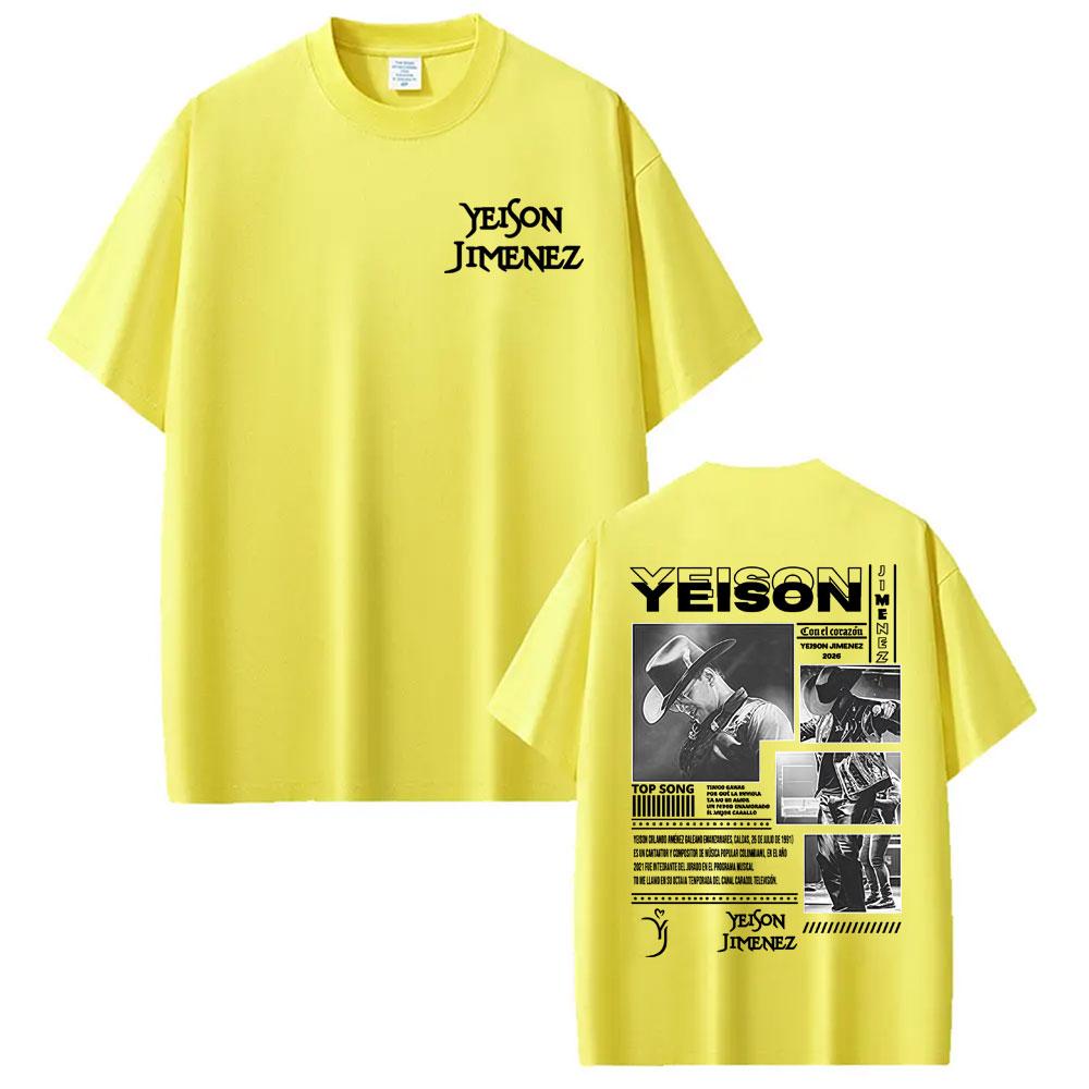 Singer Yeison JiUnisexez Album 2026 Tour Print T Shirts Unisex Women Fashion Hip Hop Gothic Tshirt High Quality Casual Cotton T Shirt