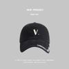 New V letter embroidered baseball cap women's wide brim versatile face small casual couple street racket cap