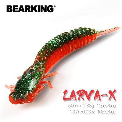 BEARKING זחל 50 מ"מ 0.83 גרם 10 יחידות פיתיונות רכים מלאכותיים תולעת דיג סיליקון בס זאב מים דגיג קטן פיתיון שחייה ג'יגינג פיתיונות פלסטיק