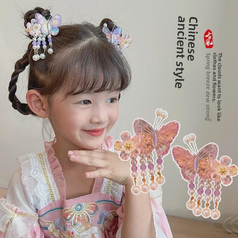 Ancient-Style Hanfu Hair Accessories: Tassels & Chinese Hairpins for Girls' Costumes