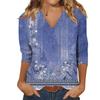 Women'S Casual Fashionable Flower Printing V-Neck Top With Seven Quarter Sleeves Women'S Summer Clothes Top Mujer