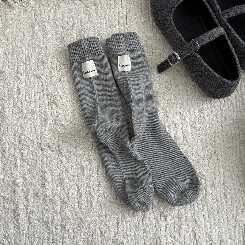Ladies Autumn Winter Thick Fashion New Grey Medium Tube Socks