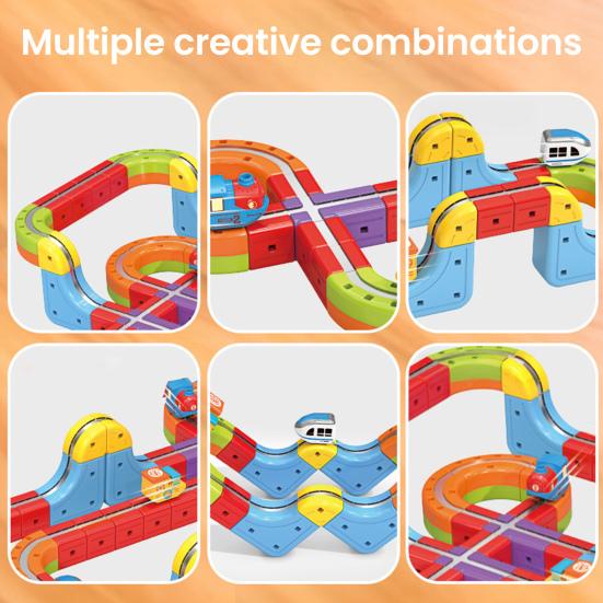 1 Set Manyetik Raylı Tren Oyuncak Seti Çocuklar Kendin Yap Ray İnşaatı Yerçekimine Meydan Okuyan Elektrikli Tren Oyuncak Yeni Başlayanlar İçin Raylı Araba Eğitici STEM Öğrenme Oyuncak