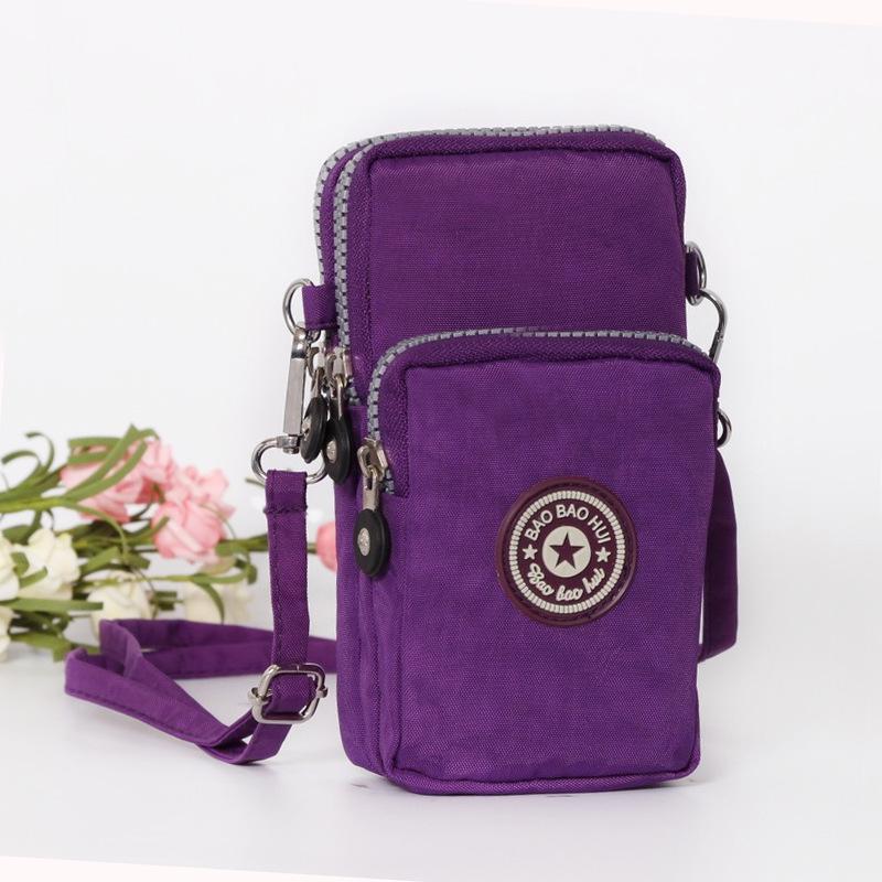 Nylon Schulter-Crossbody-Handytasche für Damen, Sport Laufen Mehrschichtige Reißverschlusstasche Armbandtasche, Clutch Münzbörse, Schlüsselhalter