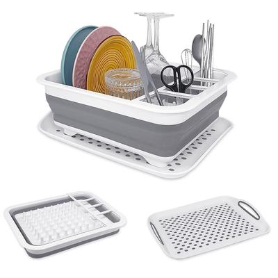 Collapsible Dish Rack for Drying Dishes - Space-Saving and Foldable Design with Versatile Removable Components - Dinnerware Storage Organizer