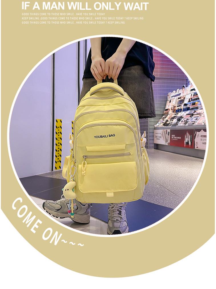 Versatile Candy Color Backpack: Lightweight, Spacious Double Shoulder Bag for Middle and High School Students