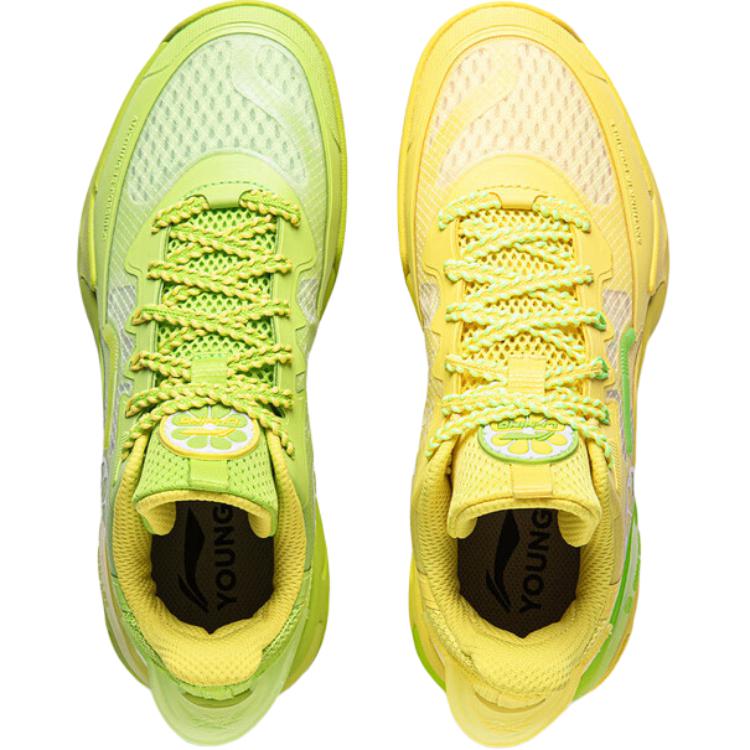 Li Ning Dětské Wind Shadow 2.0 Pohodlné Výkonnostní Basketbalové Boty Dětské basketbalové boty Kiwi-Žlutá Limetkově-Zelená YKBU072-25
