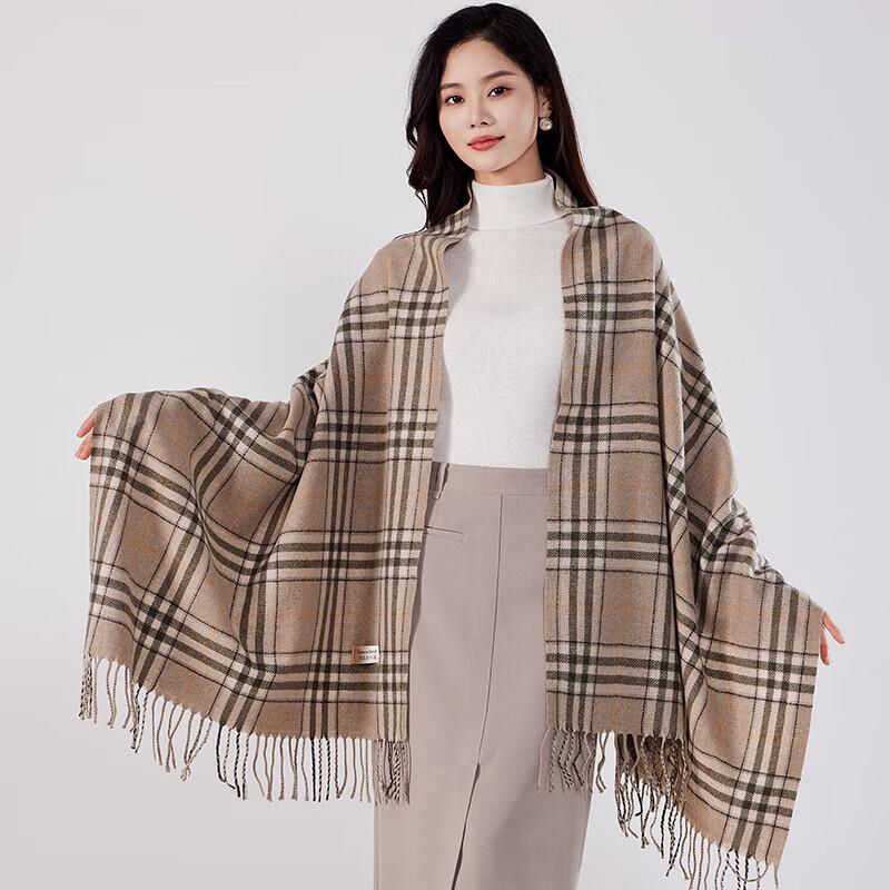 HAOMAN TEXTIELS Cashmere Blend Plaid Scarf Shawl