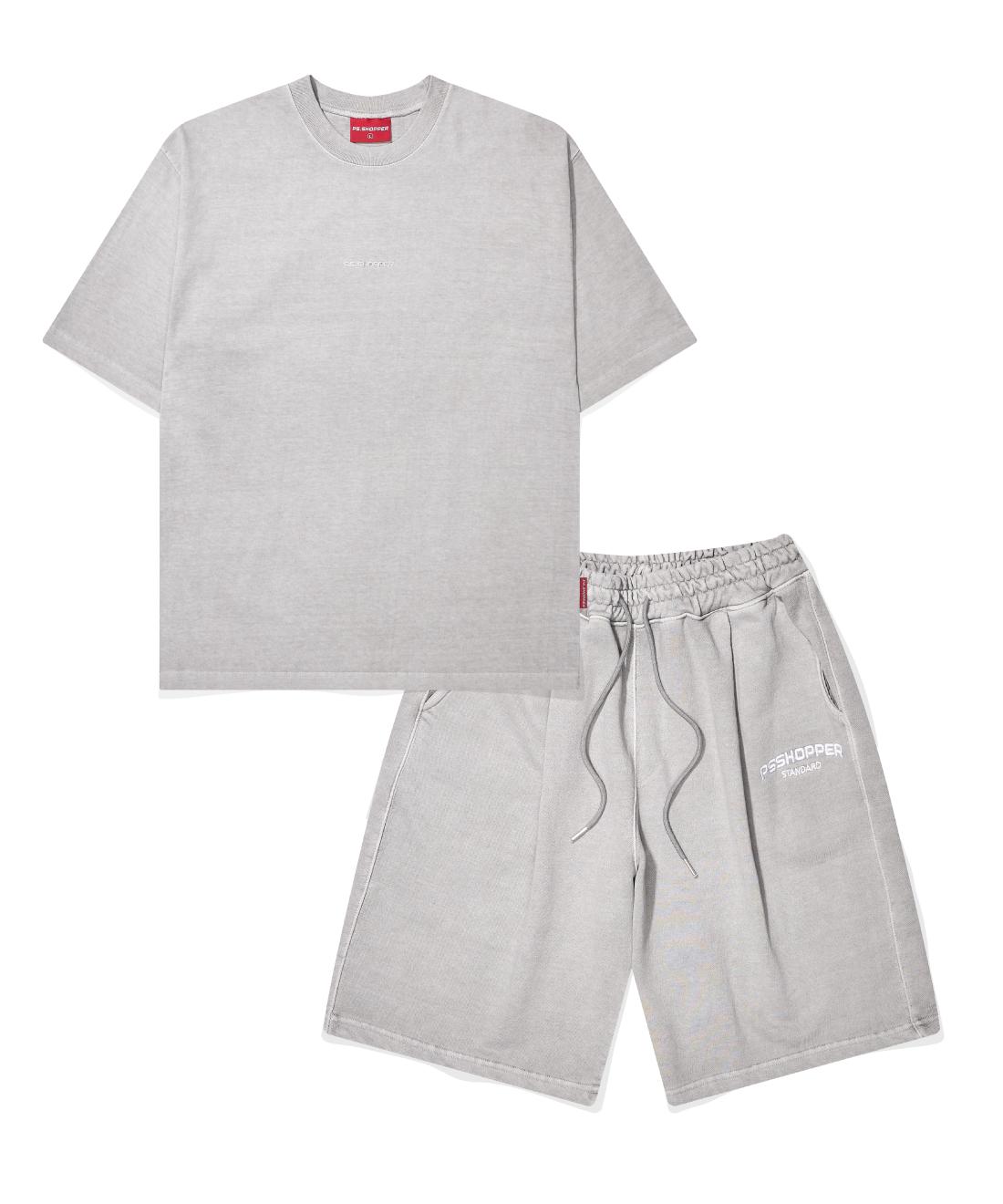 Ps Shopper [Set] Original Pigment Short Sleeve And Shorts Set [Light Gray] M
