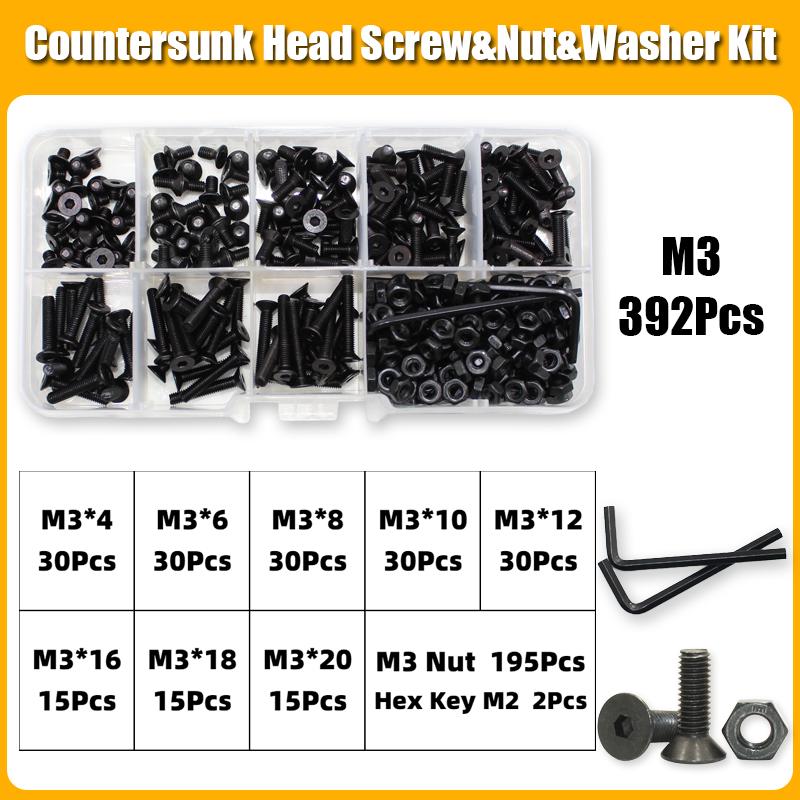 3045P Hex Hexagon Socket Countersunk Head Screw M2- M8 Carbon Steel Flat Head Bolt and Nut Washer Screws 10.9 Grade Alloy Steel
