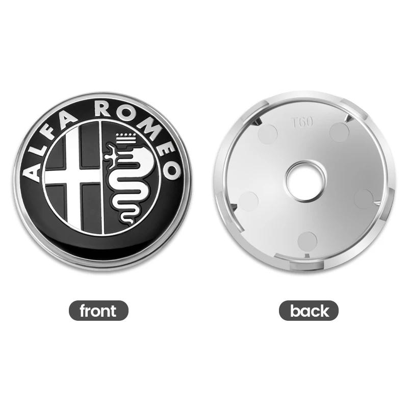4Pcs 60MM Car Wheel Center Hub Caps Badge Tire Rim Covers For Alfa Romeo Giulia Stelvio Giulietta 156 159 147 Mito Tonale BreraBV0