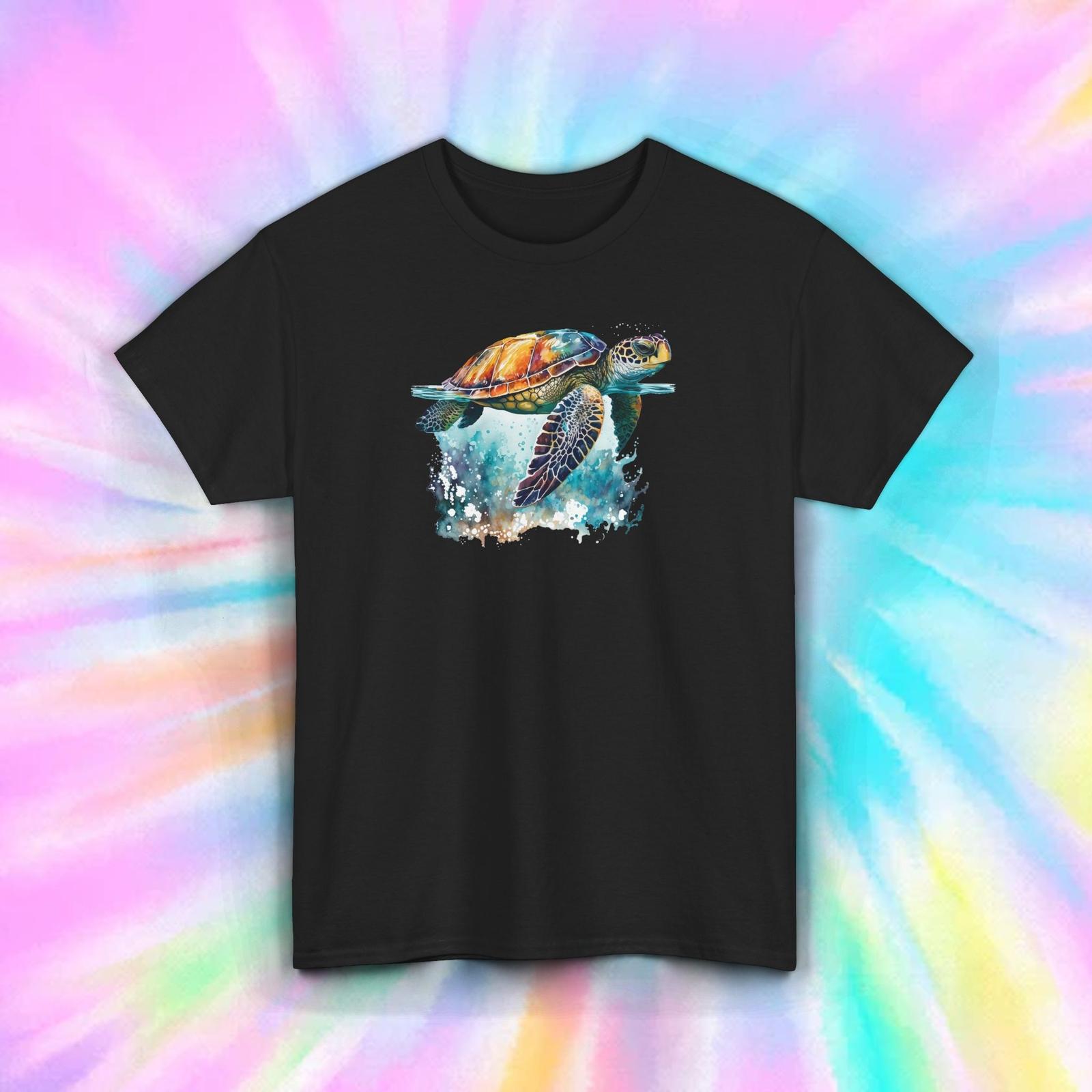Sea Turtle T-Shirt Colorful Ocean Animal Watercolor Graphic Tee S-5XL M