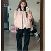 Women's Pink Oversized Baseball Jacket: Autumn/Winter 2025 American Street Style.