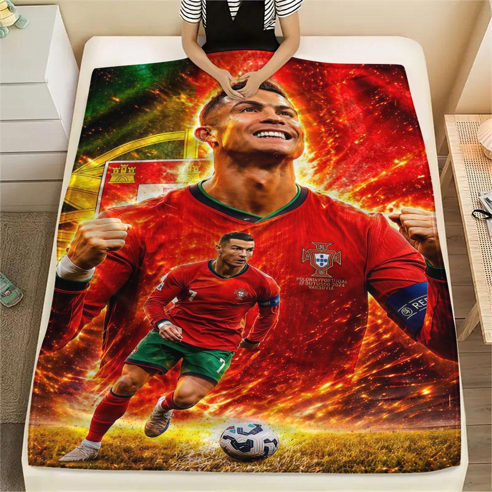 1PC CR7 Patterned Flannel Blanket Suitable For All Seasons for Home Decor Warmth and Comfort Gifts Holiday Present