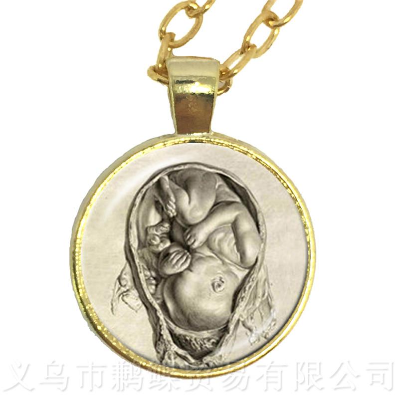 Human Anatomy Organ Necklace Glass Cabochon Science Medical Punk Brain Eye Jewelry Sweater chain Creative Gift