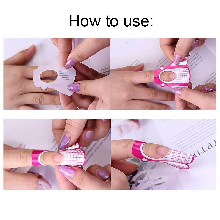 100 buc Inserție de trandafir în formă de formă de unghii Sfaturi de artă pentru unghii Ghid pentru forme de extensie Gel UV acrilic franceză DIY