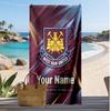 West Ham United FC Personalized Printed Beach Towel Soccer Logo Support Custom Name Text Absorbent Towel For Sport Travel Special Gift