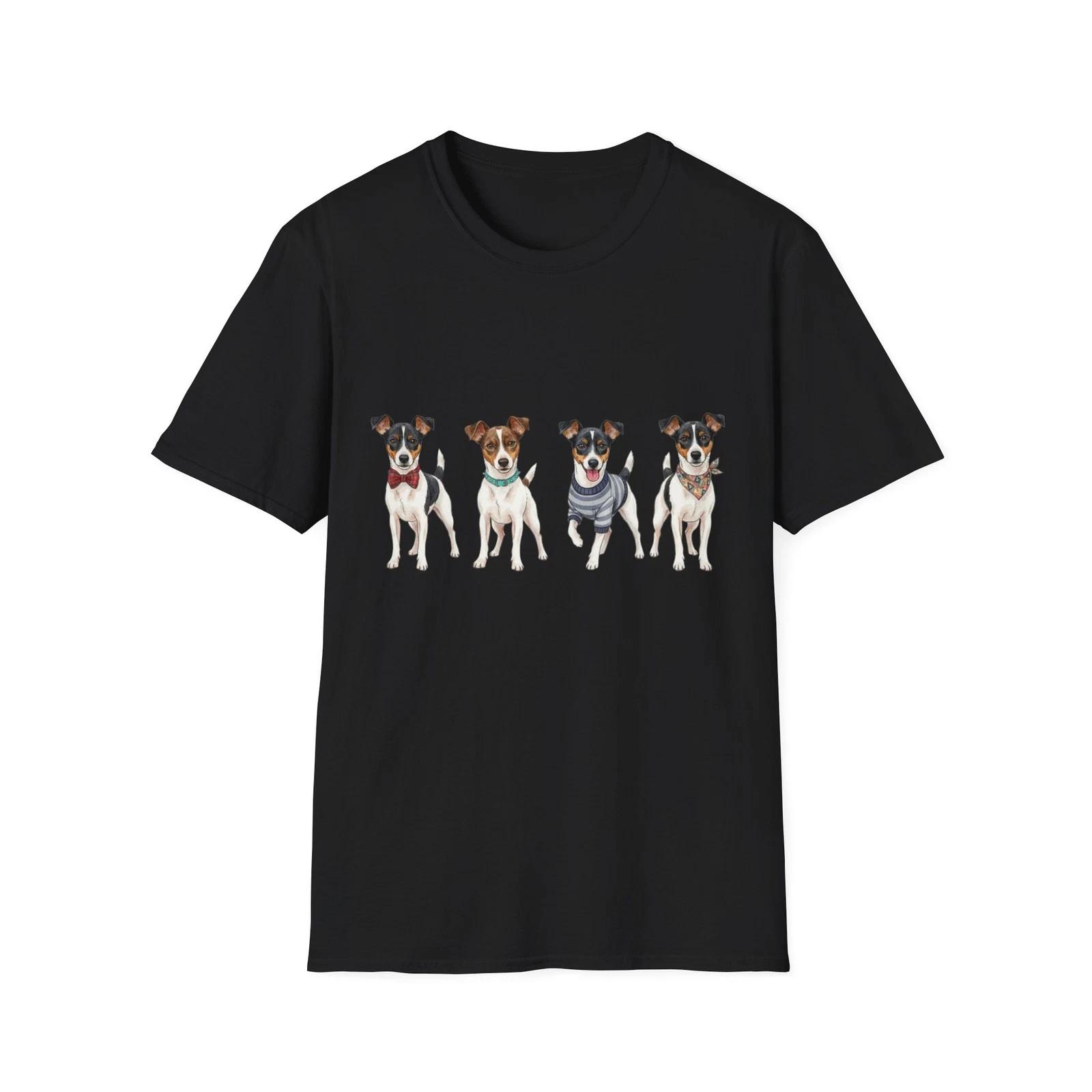 Dog Four Styles Watercolor Cute Black Tee Pet Lover Graphic T-Shirt 4XL