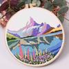 Harimau 4P in Beginner Embroidery Kit,Floral Plant Pattern,Cross Stitch Kits, Including Stamped Embroidery Cloth with 2 Embroidery Hoops, Color