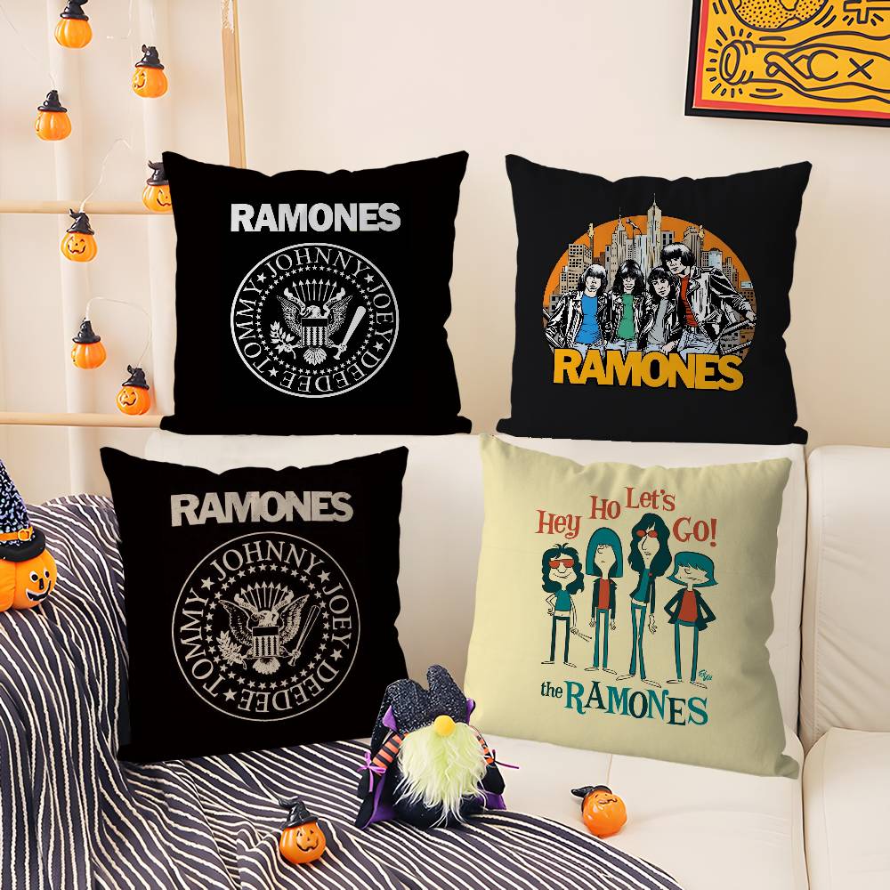 Rock R-Ramones Pillow Case Office Sofa Dorm Chair Back Short Plush Double-Sided Printing Home Cushion Cover