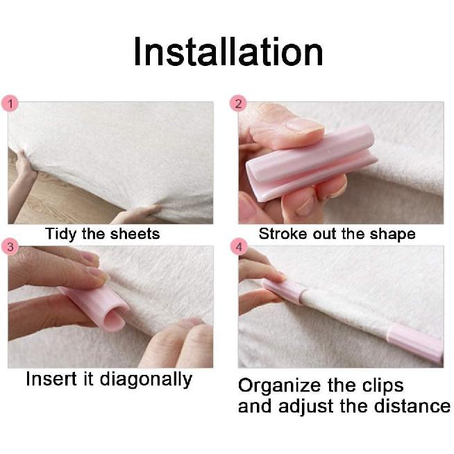 12 Pack Bed Sheet Grippers Sheet Holders Fasteners Bed Sheet Clips Keep Sheets Snug for Mattresses with Raised Edge (White)