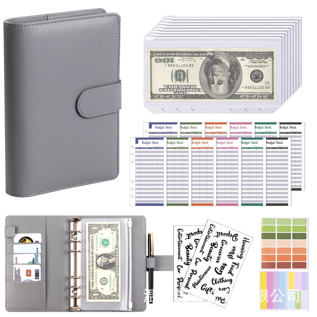 A6 Binder Case Cash Budget Book Macaron PU Leather Notebook Handbook