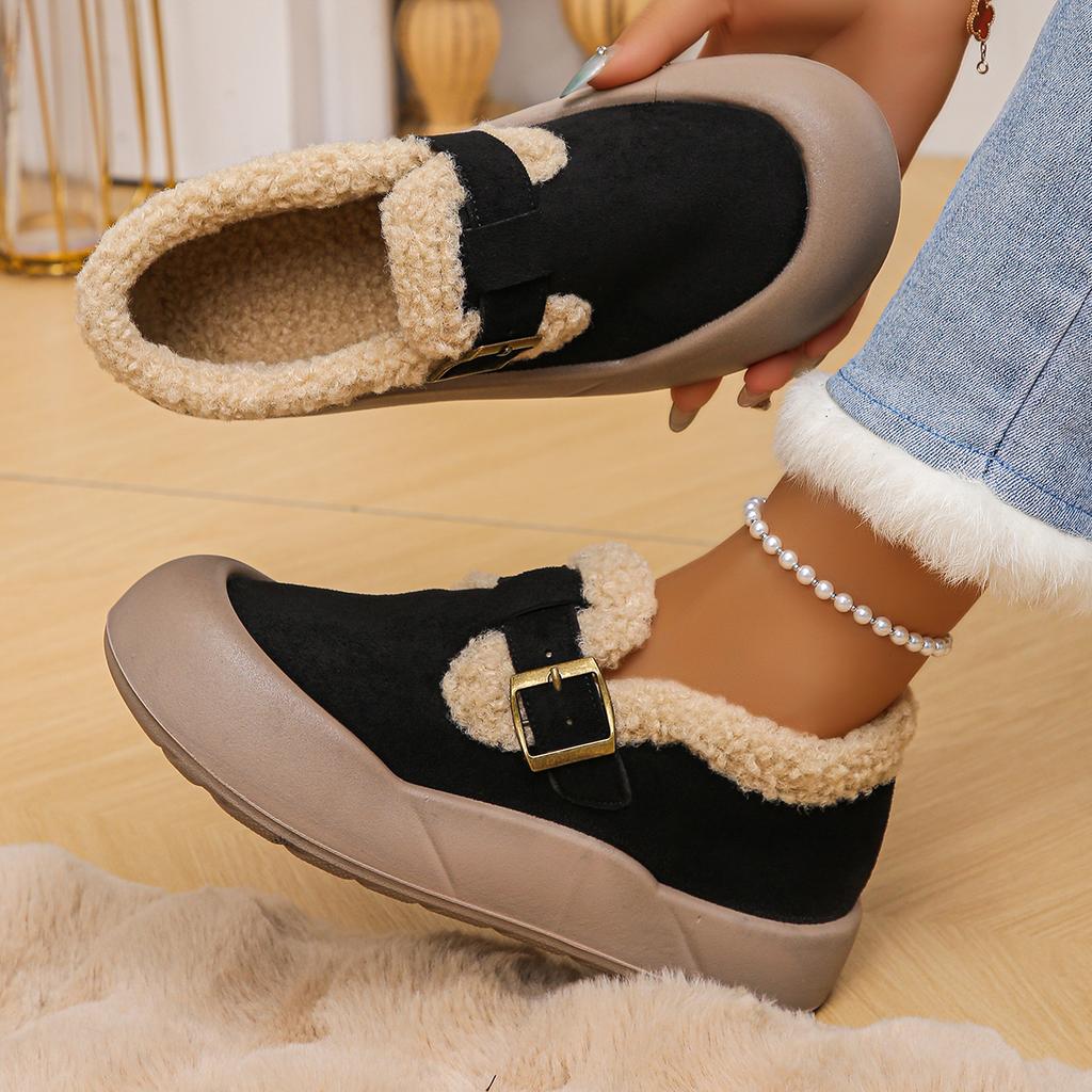 Fashion Fashion Mix Color Faux Fur Snow Boots Women 2025 Autumn Round Toe Thick Bottom Ankle Boots Warm Short Plush Non Slip Booties
