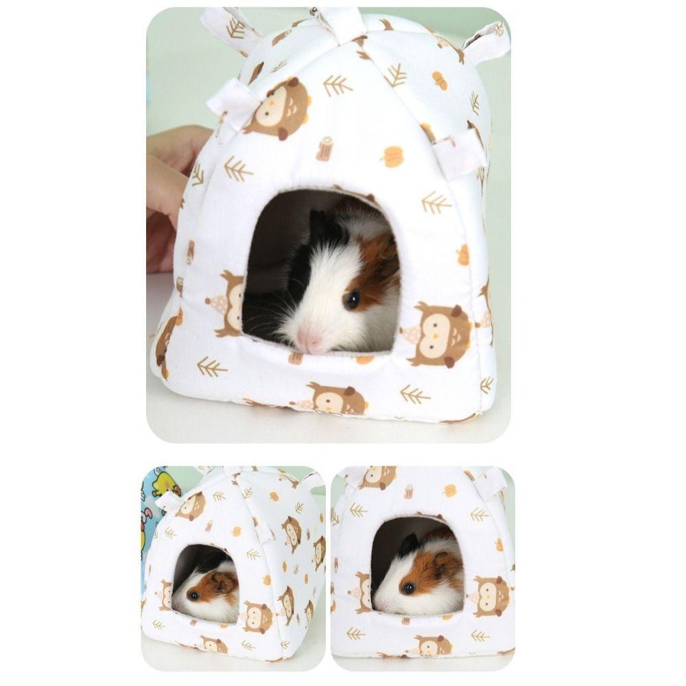 Cute Warm Parrot Hanging Hammock Cartoon Print Design Bird Nest House Fleece with Mat Bird Hidden Bed for Pet Cage