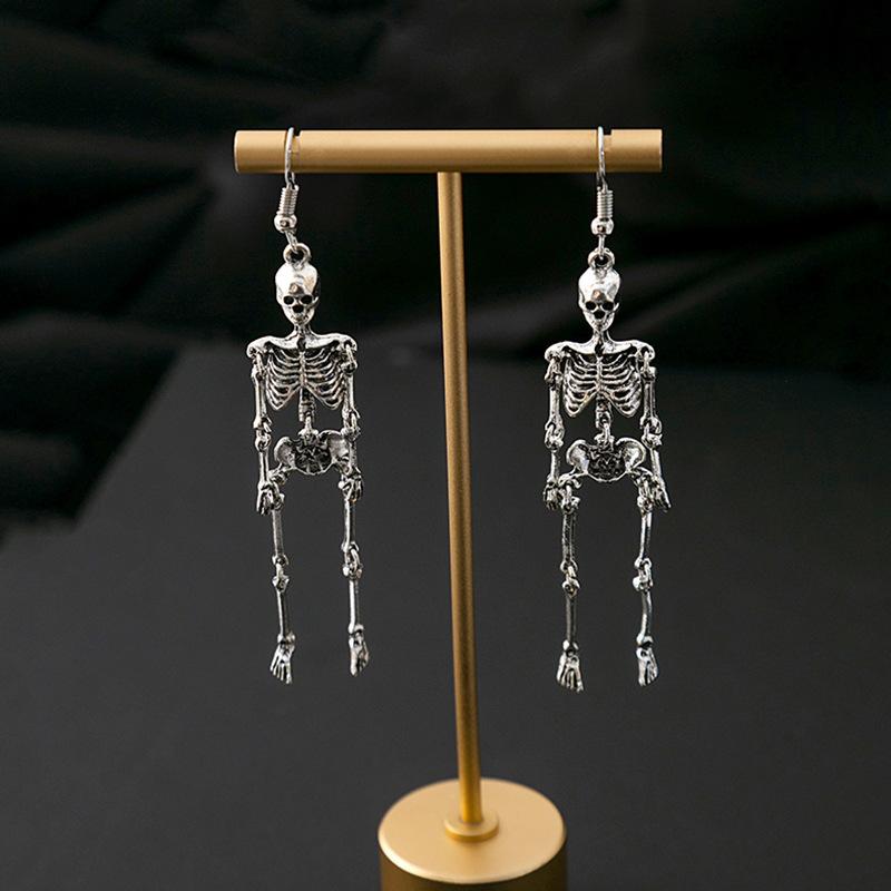 1 Pair Retro Gothic Halloween Skull Earrings Punk Street Fashion Jewelry