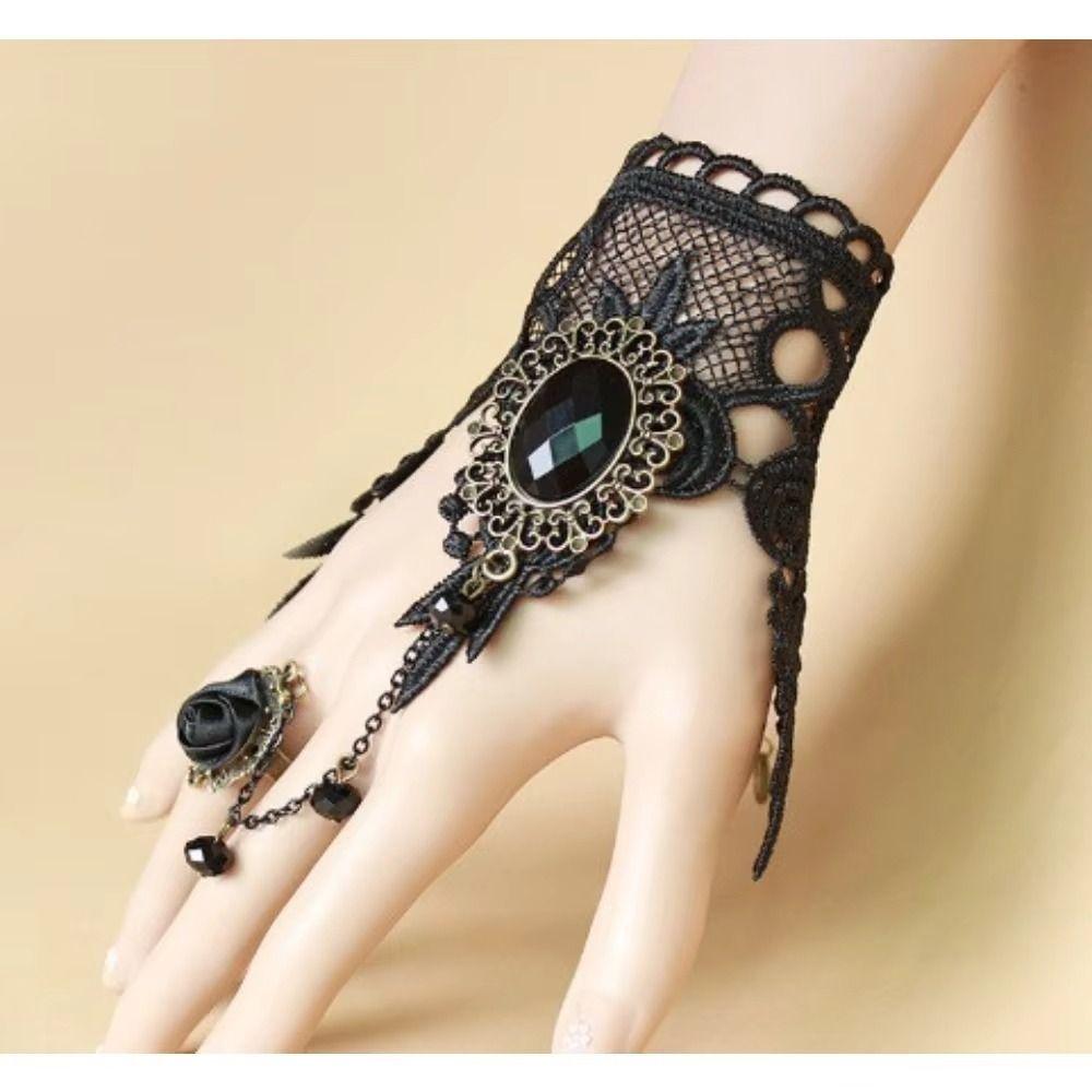 Steampunk Black Lace Choker Clavicle Chain Punk Retro Necklace Gothic Necklace  Jewelry Gift
