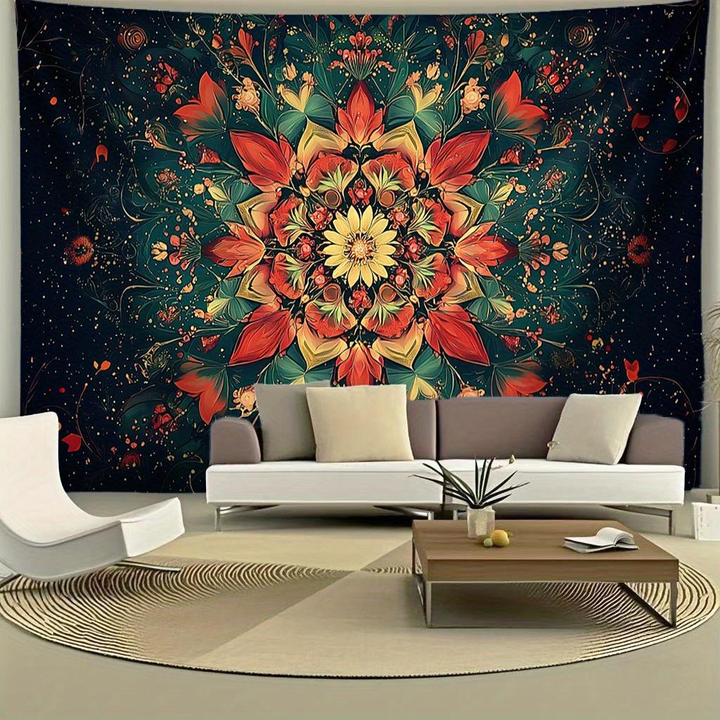 Beautiful Mandala Flowers Digital Printing Polyester Wall Tapestry Suitable For Use In Living Rooms Bedrooms Offices Bars Party