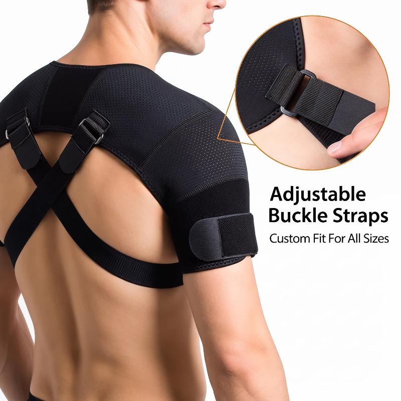 1Pcs Adjustable Neoprene Compression Support Cross Strap Double Shoulder Brace For Men Women Sports Injury Pain Relief